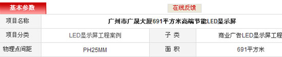 廣州市廣晟大廈691平方米高端節能LED顯示屏