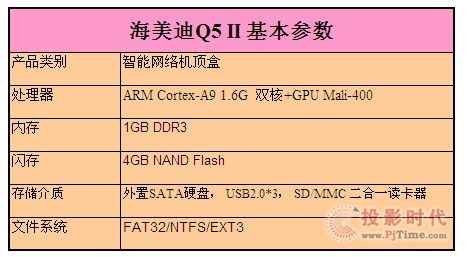 硬件大發(fā)力 疑似海美迪Q5雙核機(jī)頂盒參數(shù)泄露