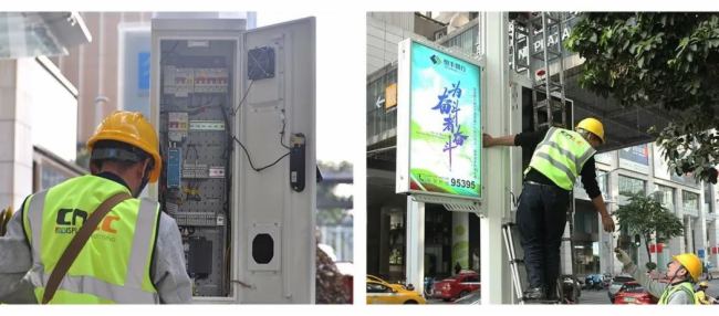 勵成電子 | 廣州珠江新城智慧城市49寸雙面燈桿屏