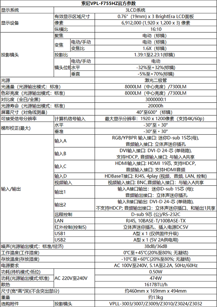 ͶӰ˗U3LCDͶӰCVPL-F755HZuy